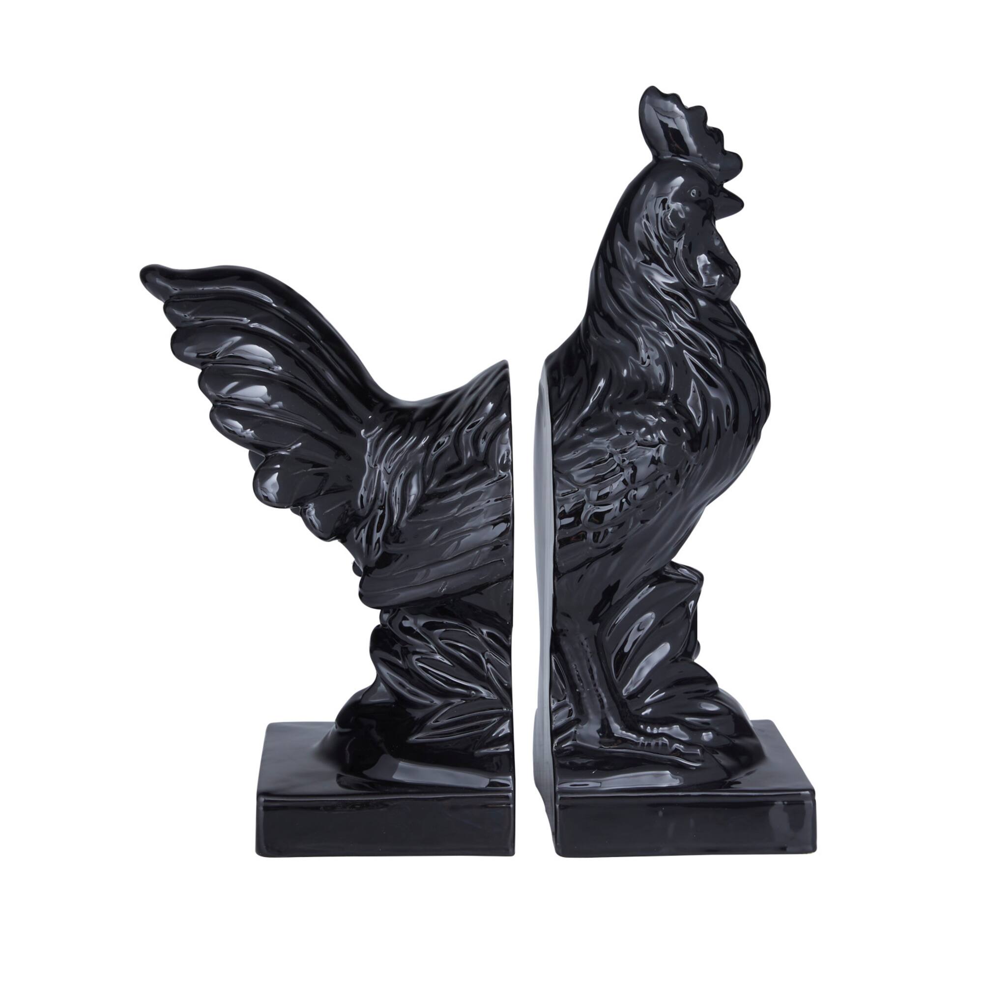 The Novogratz Modern Rooster Farmhouse Dolomite Bookend Set